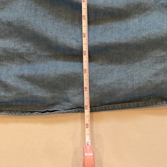 Lane Bryant Convertible Neck Smocked Embroidered Short Sleeve Denim Dress, 14/16 - Picture 11 of 11